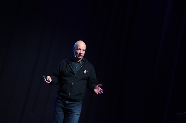 Mikko Peltola on stage